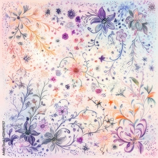 Fototapeta Delicate Floral Pattern, Pastel Colors