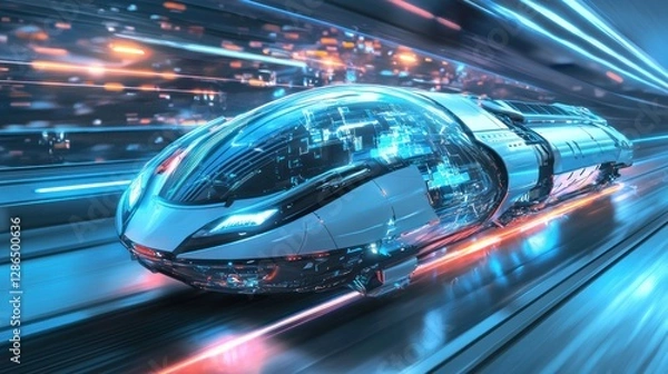 Fototapeta Futuristic High-Speed Train: A Vision of Tomorrow's Transportation