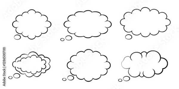 Fototapeta Hand-Drawn Grunge Speech Bubbles: Charcoal Chalk Doodle Vector Set

