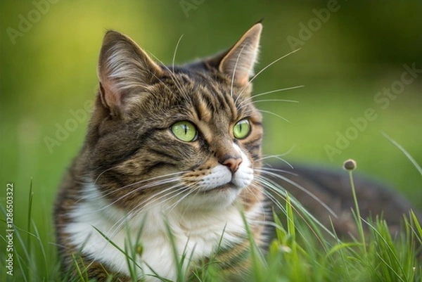 Fototapeta Majestic Maine Coon Cat in Grass