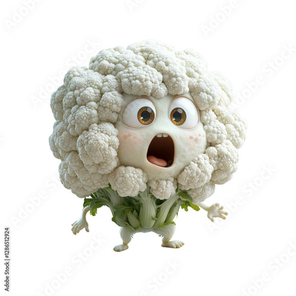 Obraz Surprised Cartoon Cauliflower Character
