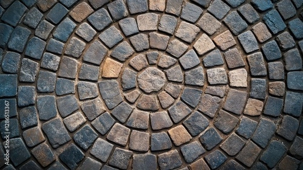 Fototapeta Circular cobblestone texture background