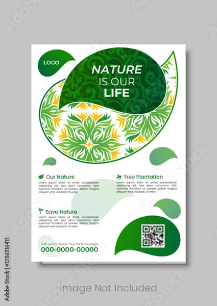 Obraz Nature Flyer Design with Abstract Leaf Shapes