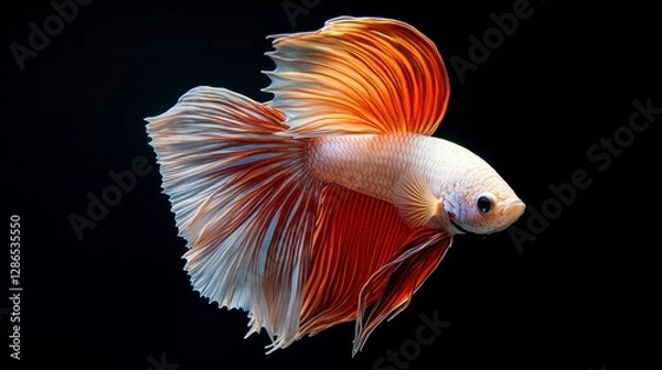 Fototapeta Elegant Siamese Fighting Fish  Red and White Betta Splendens