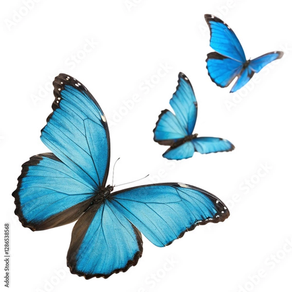 Fototapeta three colorful butterflies isolated on white