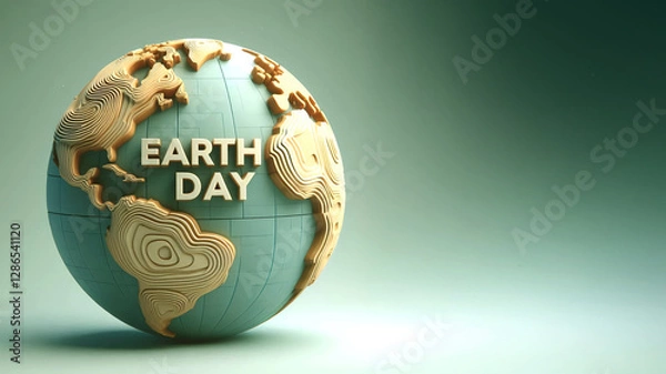 Fototapeta Earth 3D Rendered model, A Sustainable Design for Environmental Awareness, highlighting Earth Day Concept, Copy Space for your text