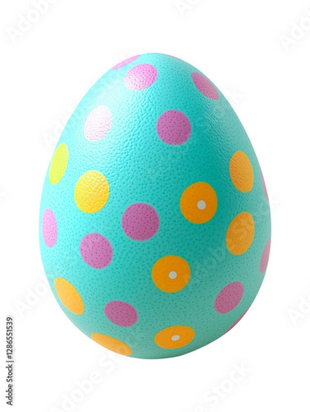 Fototapeta Colorful dotted easter egg in vibrant shades, perfect for spring celebrations and egg hunts, multicoloured Easter bunny egg without shadow png image, Easter egg hunt