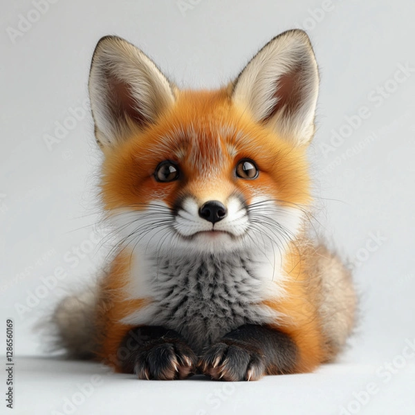 Fototapeta Baby Fox Isolated on White Background