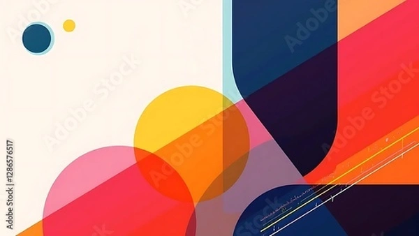 Obraz Abstract Colorful Geometric Design with Overlapping Circles and Lines