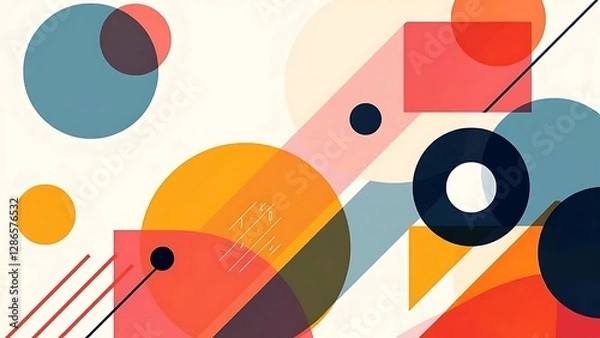 Obraz Abstract Geometric Art: Circles, Squares, and Lines