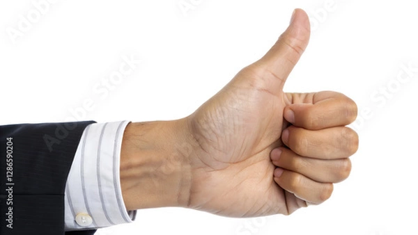 Obraz Thumbs Up Gesture in Business Suit, Symbol of Approval and Success