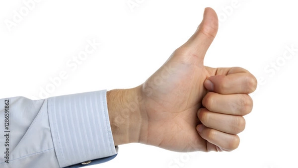 Obraz Thumbs Up Hand Gesture, Positive Approval Sign, Isolated on White Background