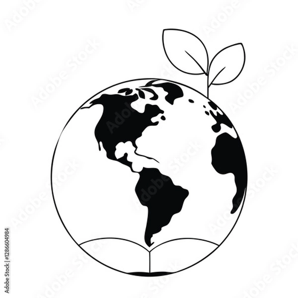 Fototapeta Earth Globe in different designs. World Map in circle. Earth Globes collection. World Map in modern simple styles. Earth Map, isolated on white background. Globes web icon. Vector illustration