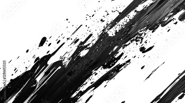 Fototapeta a black and white paint splashes isolated on a transparent background