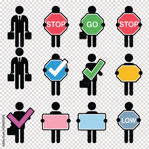 Fototapeta set of project management silhouette vector icons.