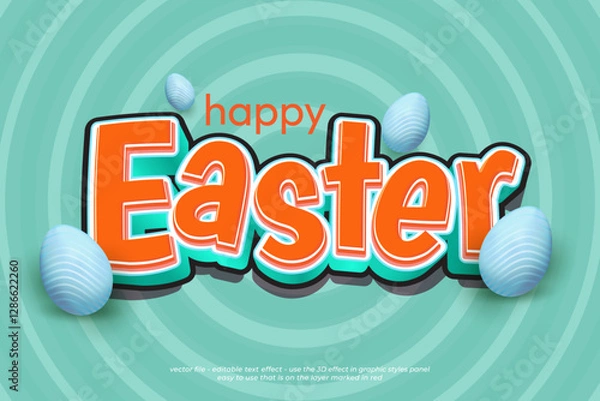 Fototapeta Editable happy Easter text effect template