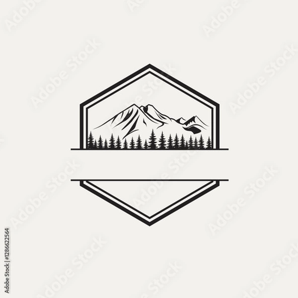Fototapeta vector logo nature illustration with mountains and forest