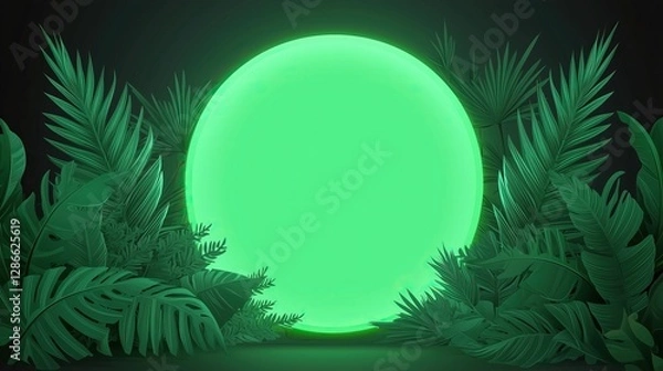 Fototapeta Glowing Orb Amidst Lush Greenery captivating spectacle where light and nature converge in serene harmony