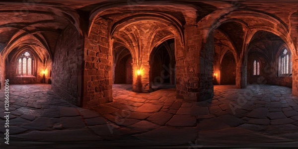Obraz HDRI 360-degree medieval castle interior