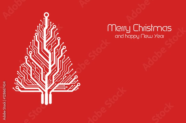 Obraz Czerwona karta bożonarodzeniowa z życzeniami