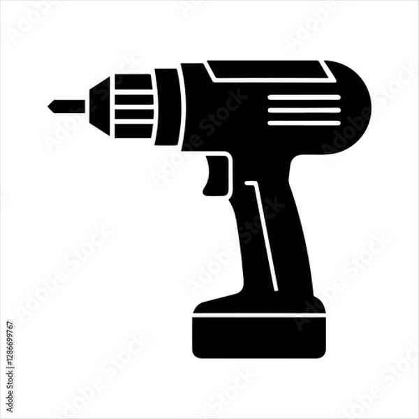 Obraz Drill machine silhouette vector, Electric drill machine icon