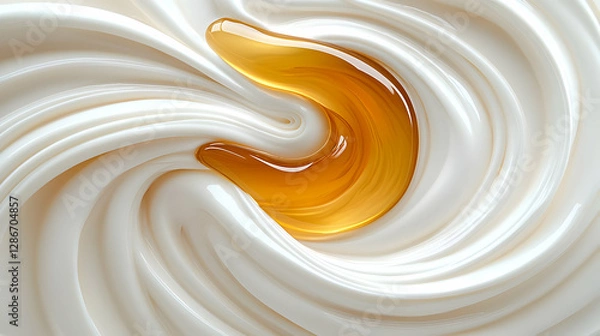 Fototapeta Honey swirl on creamy background, food texture, recipe