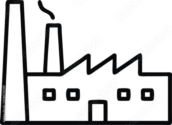 Fototapeta Vector Illustration of a Factory Icon with Smoke Stacks