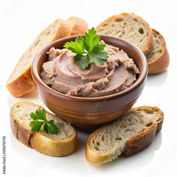 Obraz A delicious bowl of pate accompanied by slices of bread