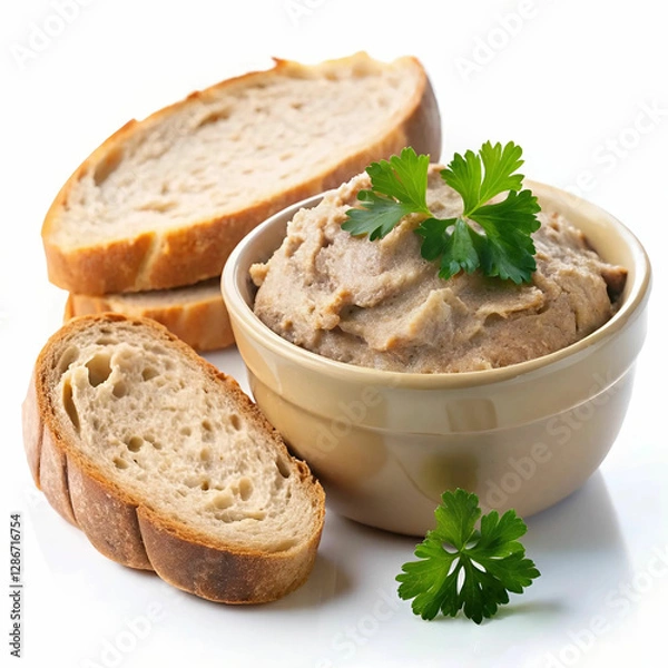 Obraz A delicious bowl of pate accompanied by slices of bread