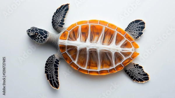 Fototapeta Anatomy, A detailed cross-section image of a turtle's shell showcasing its structure in high fidelity.