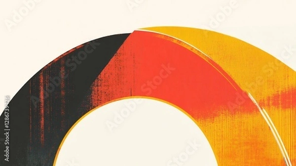 Fototapeta Abstract Arc Bold Red Orange Black Warm Light. AI Generated