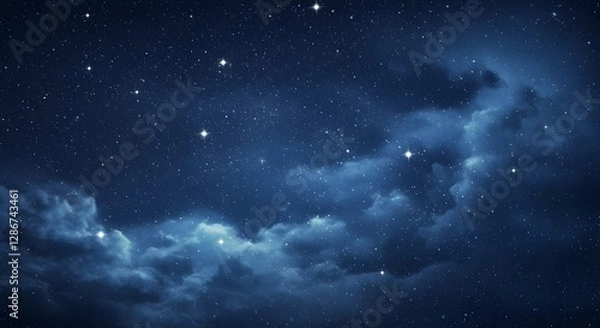 Obraz starry night sky with stars and clouds