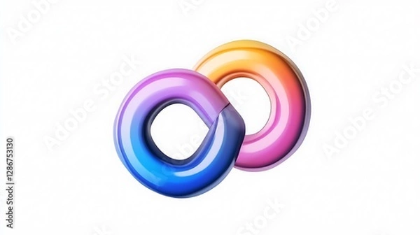 Fototapeta Interlocking Gradient Rings: A Vibrant 3D Render AI Generated