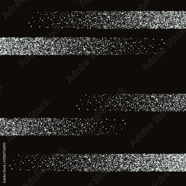 Fototapeta Black background with horizontal stripes of silver dust, design element, flying circle confetti elements.