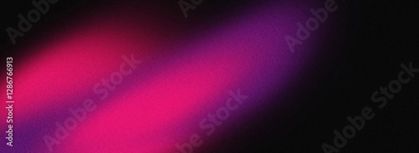 Fototapeta Grainy magenta pink purple black noisy backdrop background, dark vibrant gradient color banner design