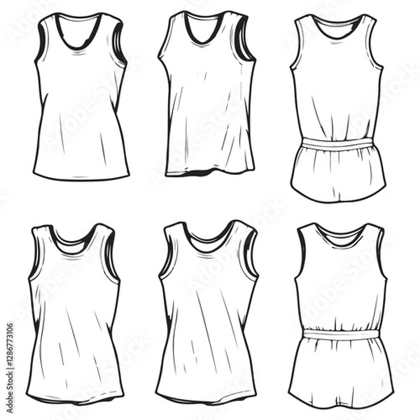 Fototapeta Minimalist Basketball Jersey and Shorts Vector Set - Editable Illustration for Print Designs, Branding, and Merchandise