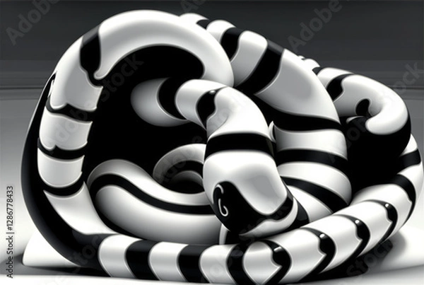 Fototapeta Curved Black and White Abstract Art Forming a Unique Sculpture
