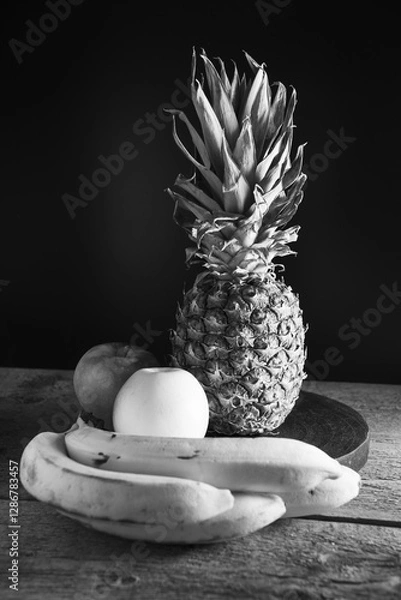 Obraz 
Healthy food is a fruit as banana, apple and pineapple.