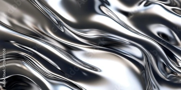 Fototapeta Liquid Metal Abstract Silver Fluid Texture, Metallic Background, silver texture Silver, Abstract