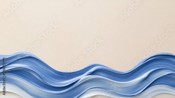 Fototapeta Elegant Abstract digital azulejo background with fluid blue brushstrokes blending into traditional Portuguese tile motifs modern twist on classic art 