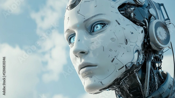 Fototapeta Artificial intelligence in humanoid head