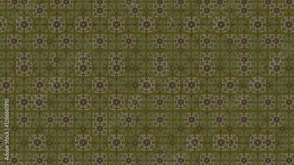 Fototapeta Seamless Olive Green and Beige Floral Pattern Background Texture