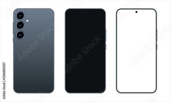 Fototapeta Smartphone mockup front and back view. Modern phone mockup with transparent screen