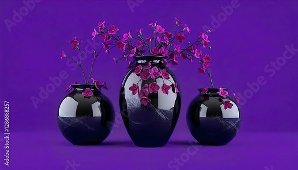 Fototapeta two vases on violet background