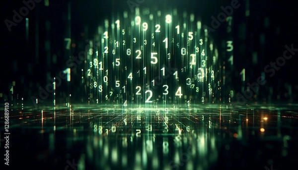 Obraz fiber optics background with many light numbers