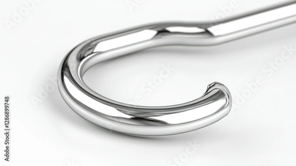 Fototapeta Close-up of a chrome umbrella handle on a white background