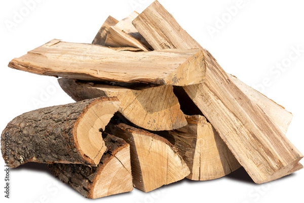 Fototapeta pile of six logs isolated on white
