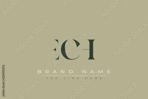 Fototapeta ECH abstract letter logo design. This logo is designed by three abstract letters.