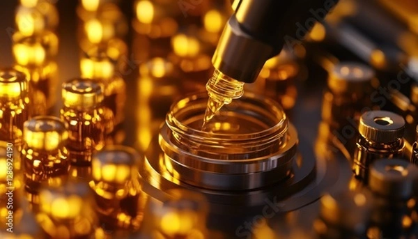 Fototapeta Liquid Dispensing Into Small Glass Vials In A Laboratory