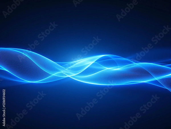 Obraz Abstract blue waves light futuristic modern design on dark background
